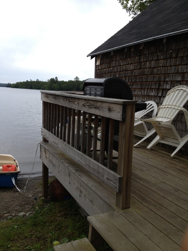 Cottage side deck with gas grill