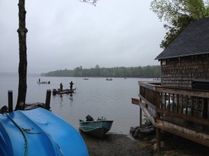 Fishing on Sebec Lake in front of cottage