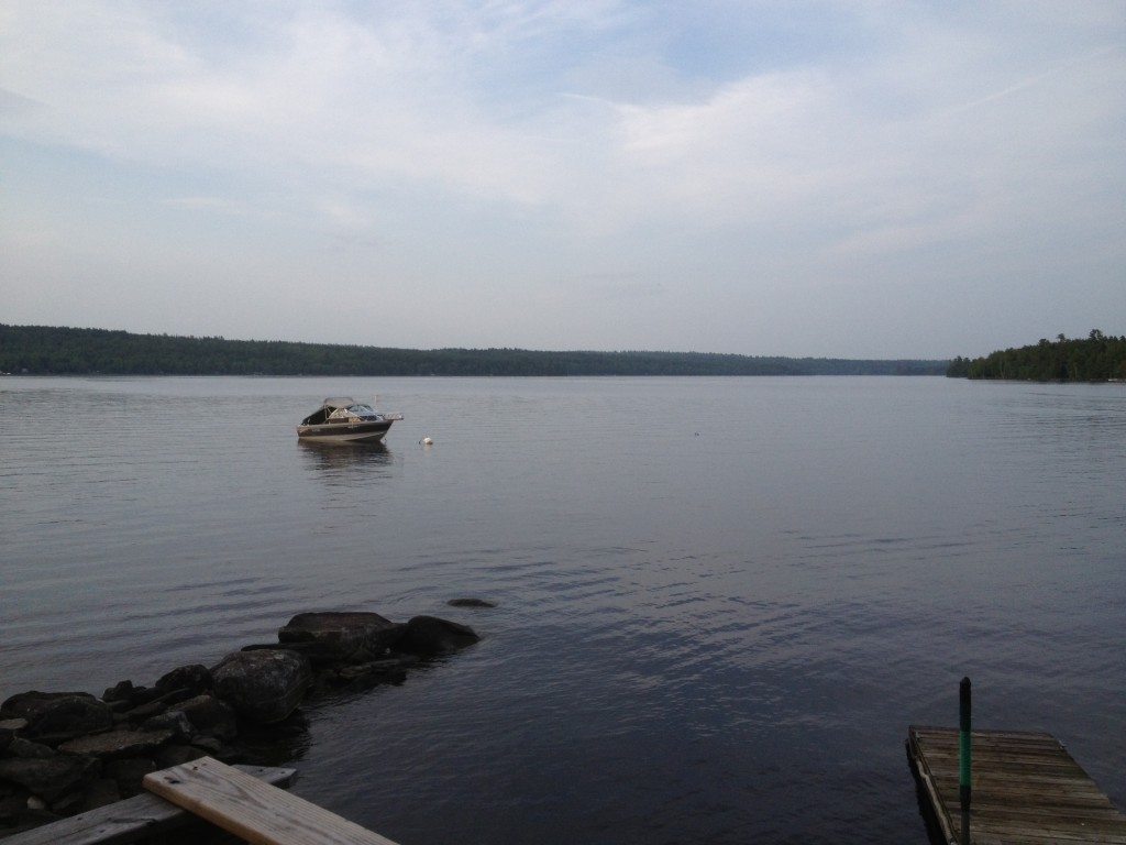 View of Sebec Lake from front door of cottage